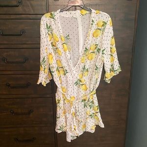 Boohoo Polka Dot Lemon Romper - Size 14